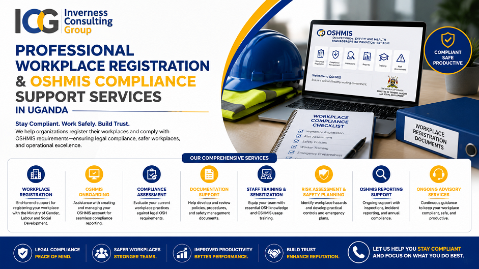 Professional Workplace Registration & OSHMIS Compliance Support Services in Uganda